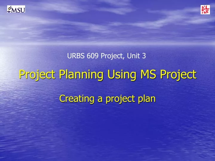 project planning using ms project