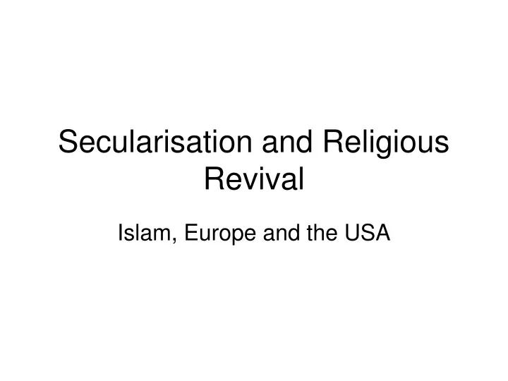 secularisation and religious revival