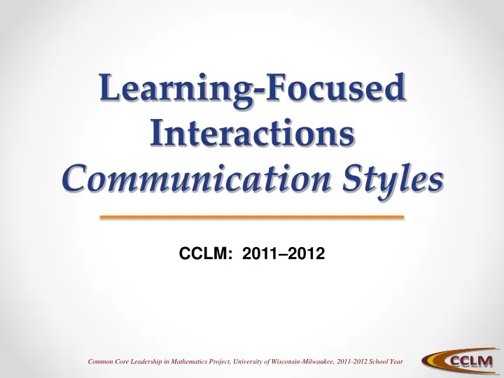 learning focused interactions communication styles