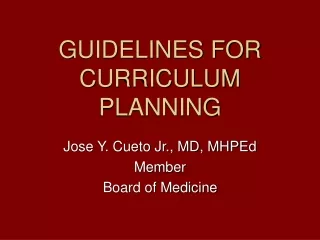 GUIDELINES FOR CURRICULUM PLANNING