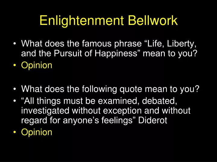 enlightenment bellwork