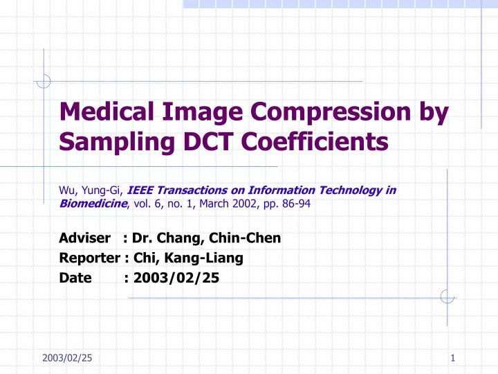 medical image compression by sampling dct coefficients