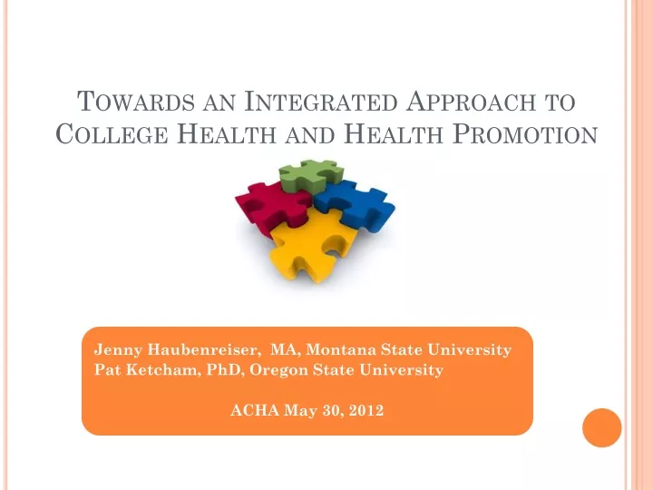 towards an integrated approach to college health and health promotion