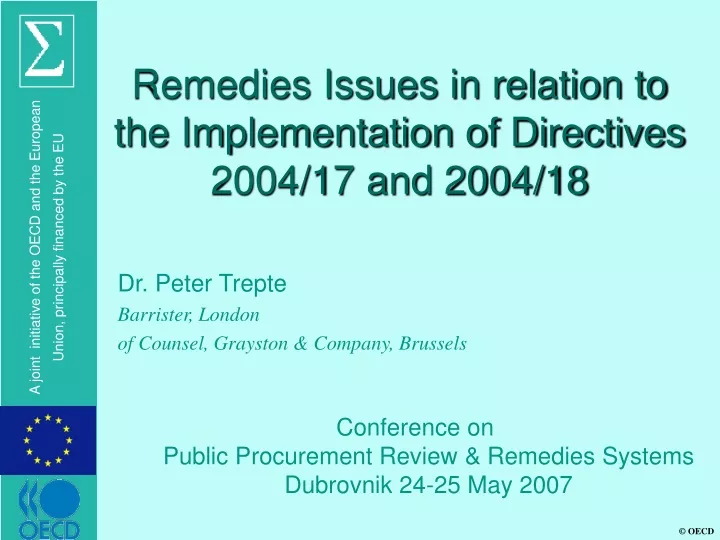 remedies issues in relation to the implementation of directives 2004 17 and 2004 18