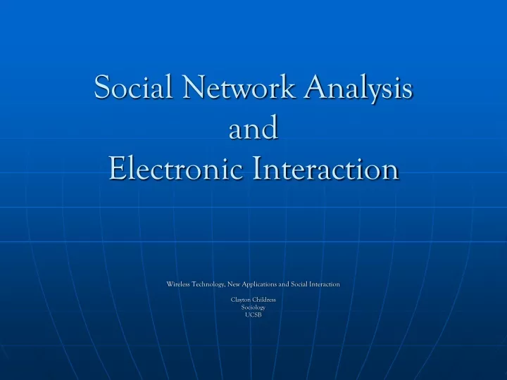 social network analysis and electronic interaction
