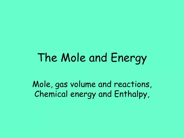 the mole and energy