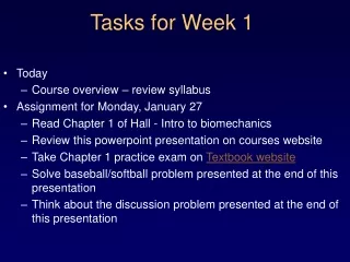 Tasks for Week 1