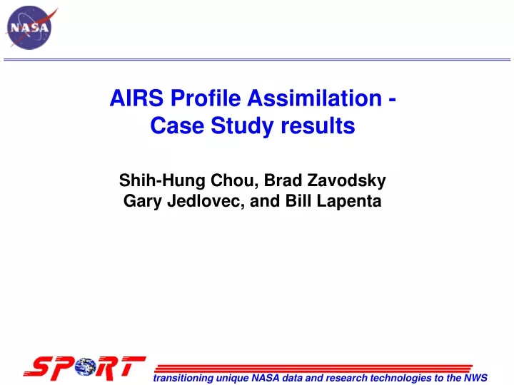 airs profile assimilation case study results shih