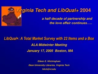 Virginia Tech and LibQual+  2004