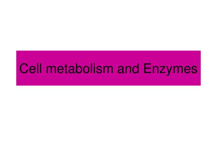 cell metabolism and enzymes