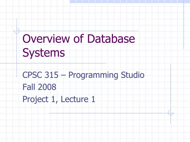 overview of database systems