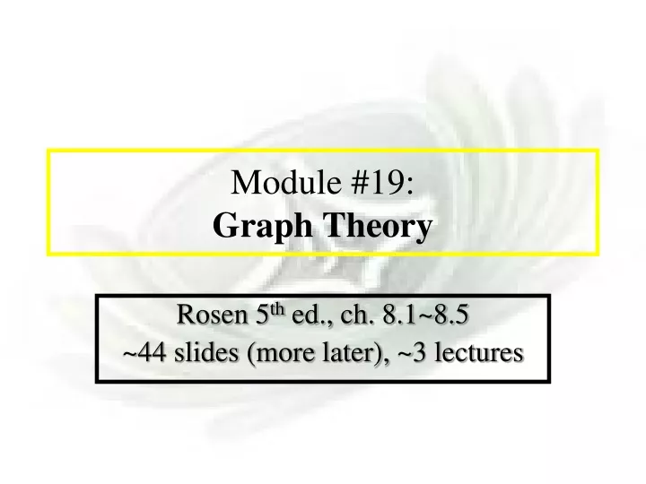 module 19 graph theory
