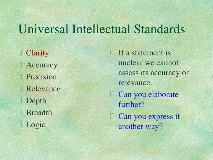 universal intellectual standards