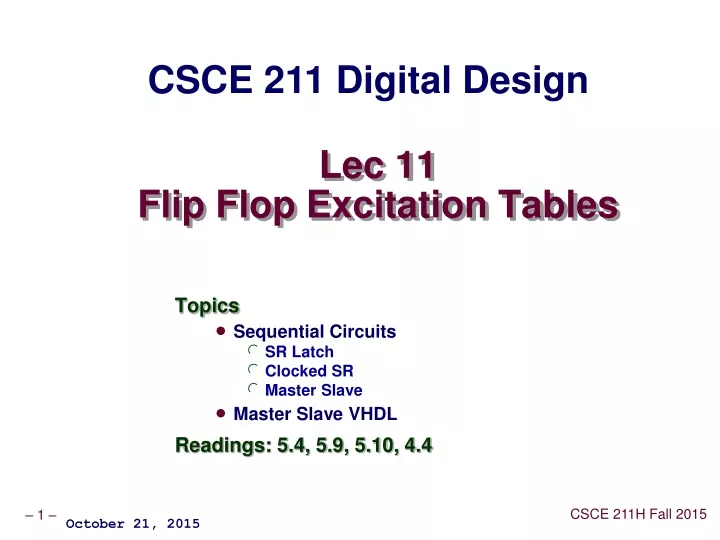 lec 11 flip flop excitation tables