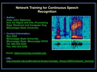 Network Training for Continuous Speech Recognition