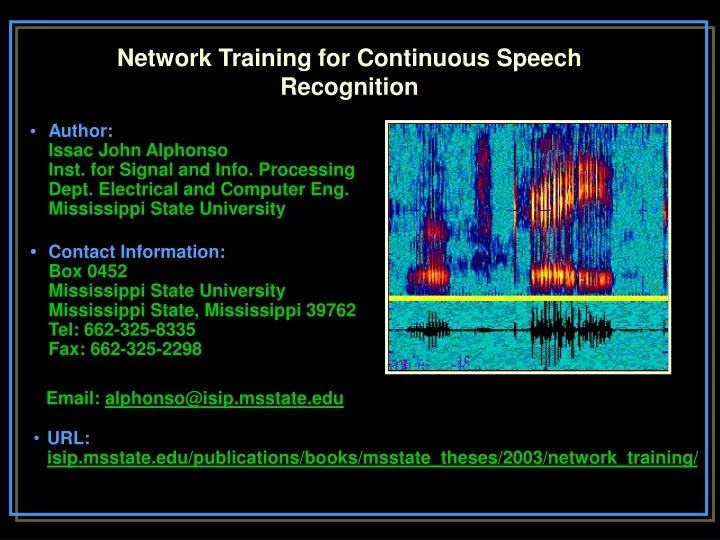 network training for continuous speech recognition