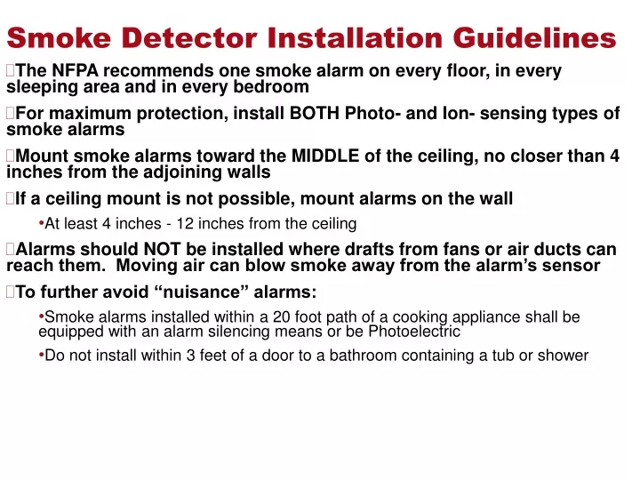 smoke detector installation guidelines the nfpa