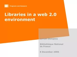 Libraries in a web 2.0 environment