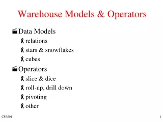 Warehouse Models &amp; Operators
