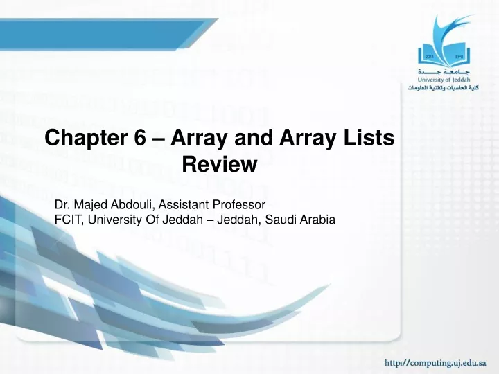 chapter 6 array and array lists review