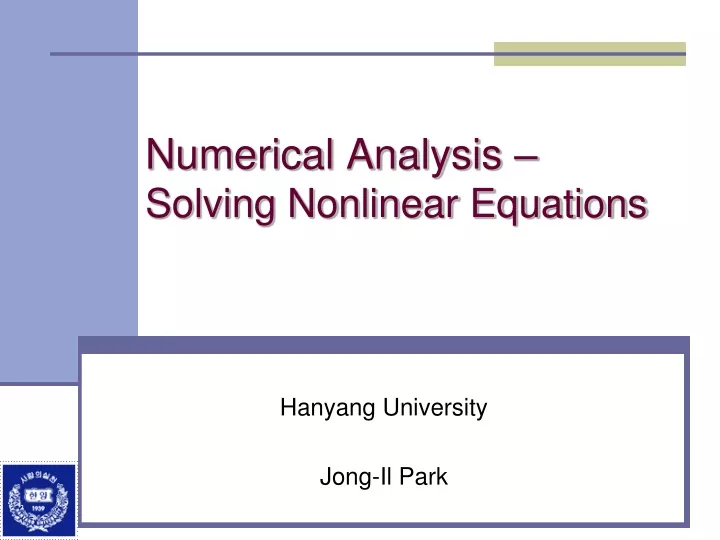 numerical analysis solving nonlinear equations