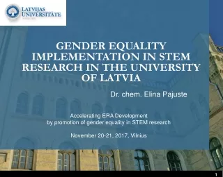 GENDER EQUALITY IMPLEMENTATION IN STEM RESEARCH IN THE  UNIVERSITY OF LATVIA