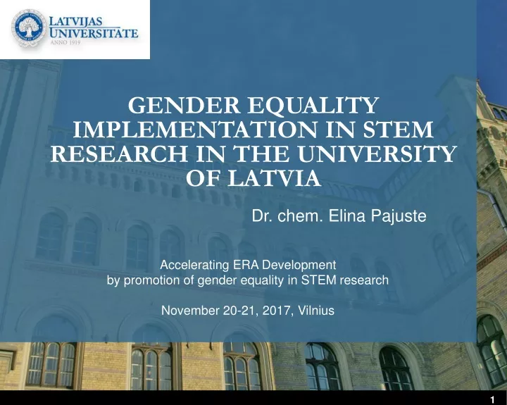 gender equality implementation in stem research in the university of latvia