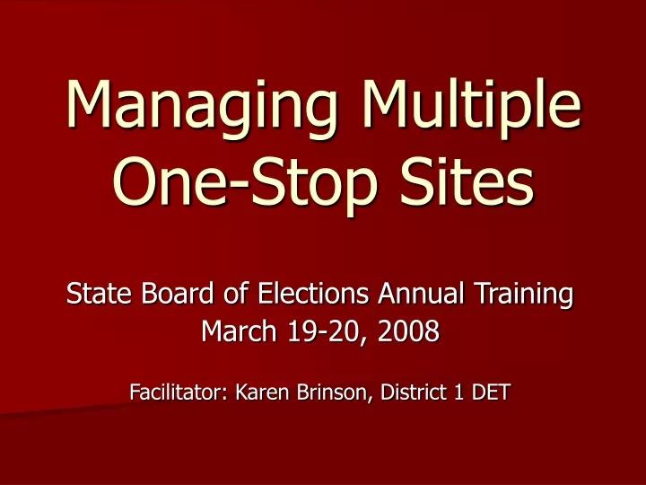 managing multiple one stop sites