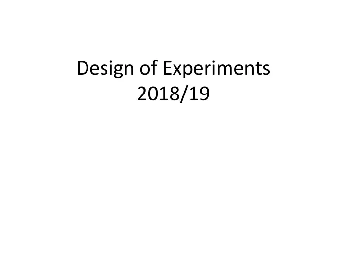 design of experiments 201 8 1 9