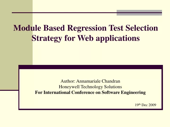 module based regression test selection strategy for web applications