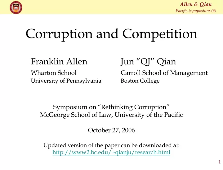 corruption and competition