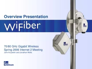 70/80 GHz Gigabit Wireless Spring 2006 Internet 2 Meeting  John Krzywicki and Jonathan Wells