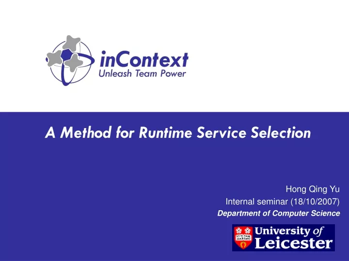 a method for runtime service selection
