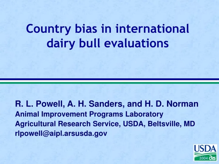 country bias in international dairy bull evaluations