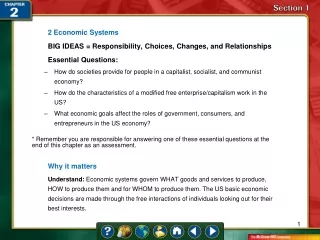 2 Economic Systems BIG  IDEAS =  Responsibility, Choices, Changes, and Relationships