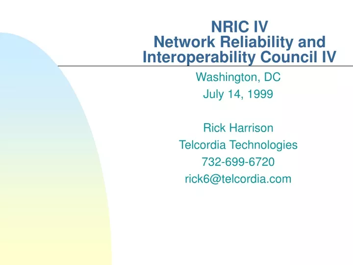 nric iv network reliability and interoperability council iv