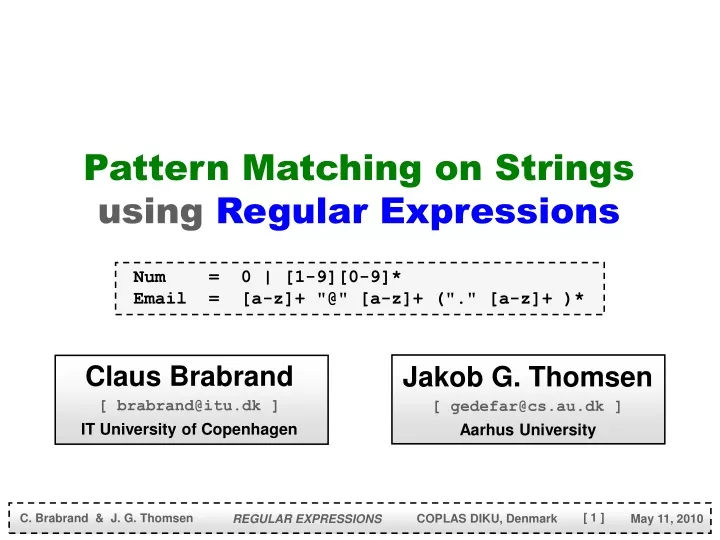 pattern matching on strings using regular expressions
