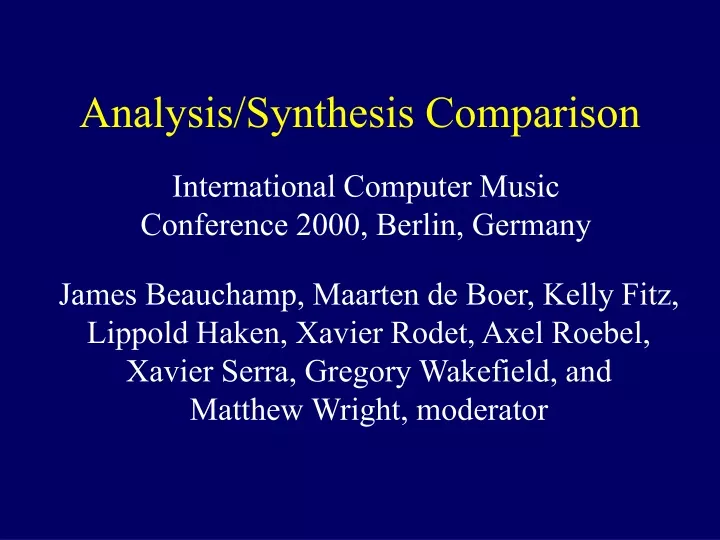 analysis synthesis comparison
