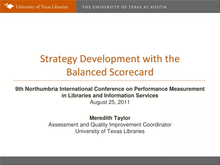 strategy development with the balanced scorecard