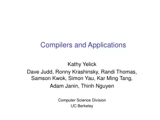 Compilers and Applications