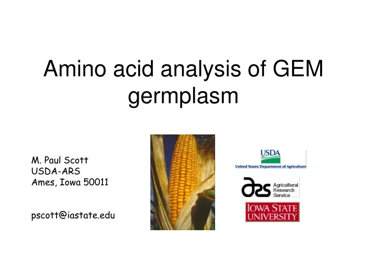 amino acid analysis of gem germplasm