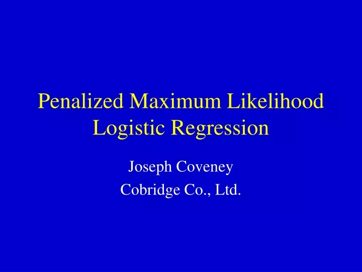 penalized maximum likelihood logistic regression