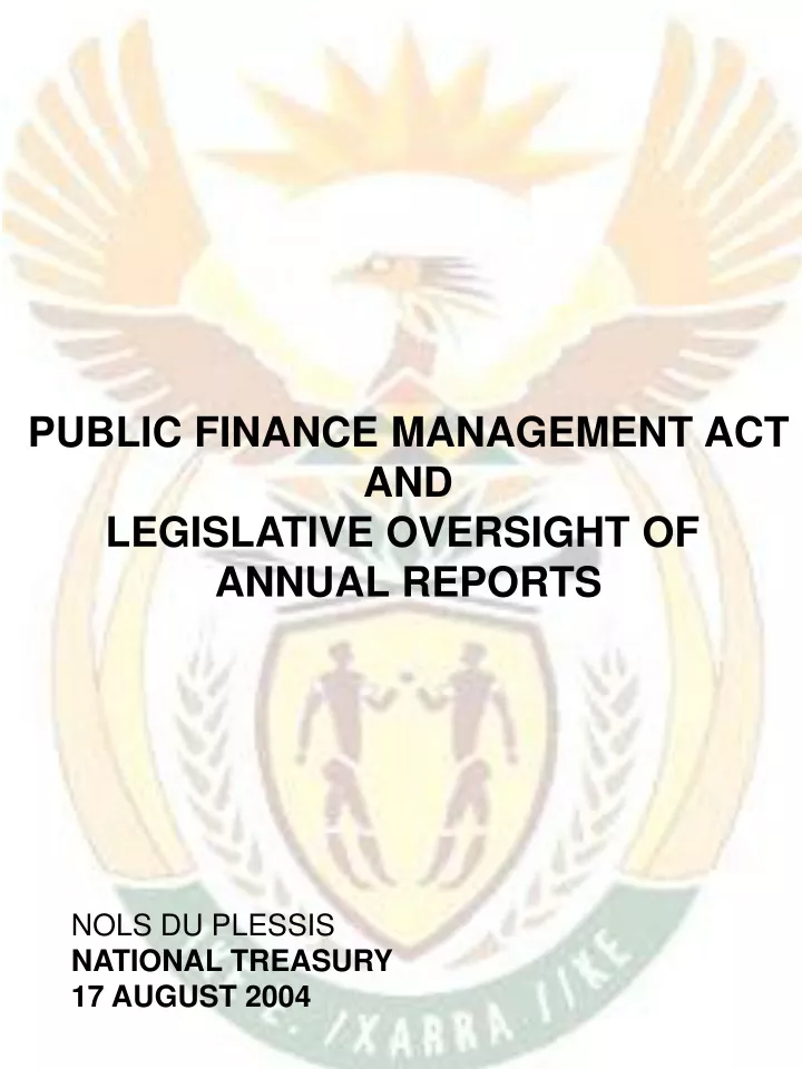 public finance management act and legislative