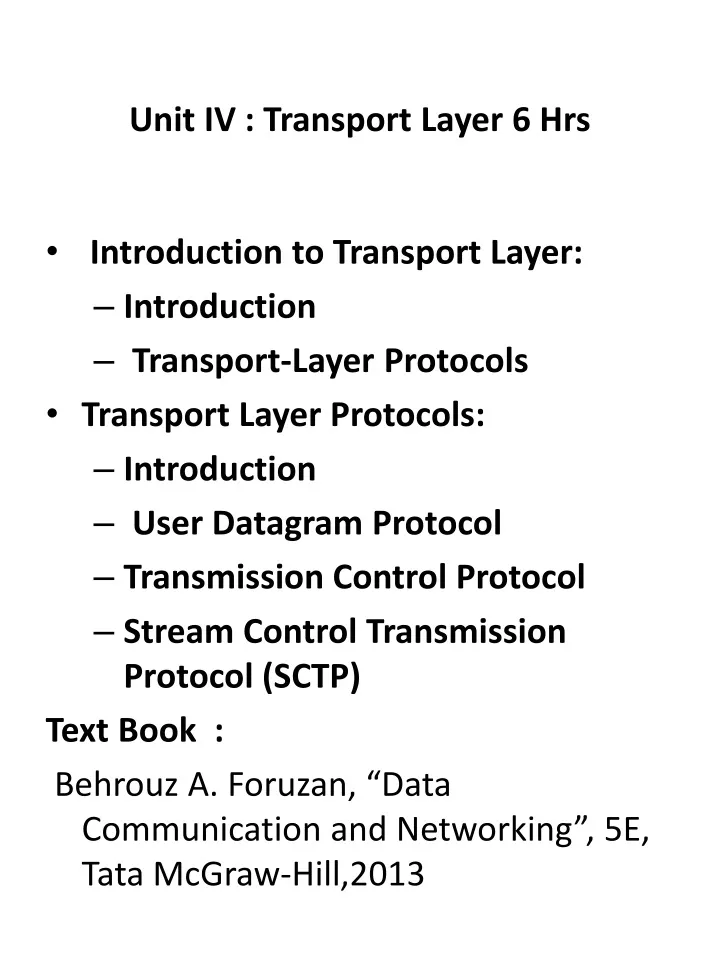unit iv transport layer 6 hrs