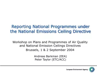 Reporting National Programmes under the National Emissions Ceiling Directive
