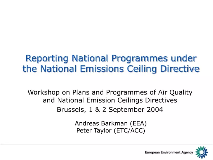 reporting national programmes under the national emissions ceiling directive