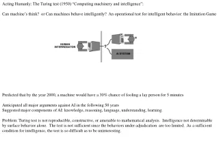 Acting Humanly: The Turing test (1950) “Computing machinery and intelligence”: