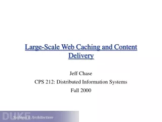 Large-Scale Web Caching and Content Delivery