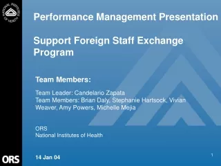 Performance Management Presentation Support Foreign Staff Exchange Program