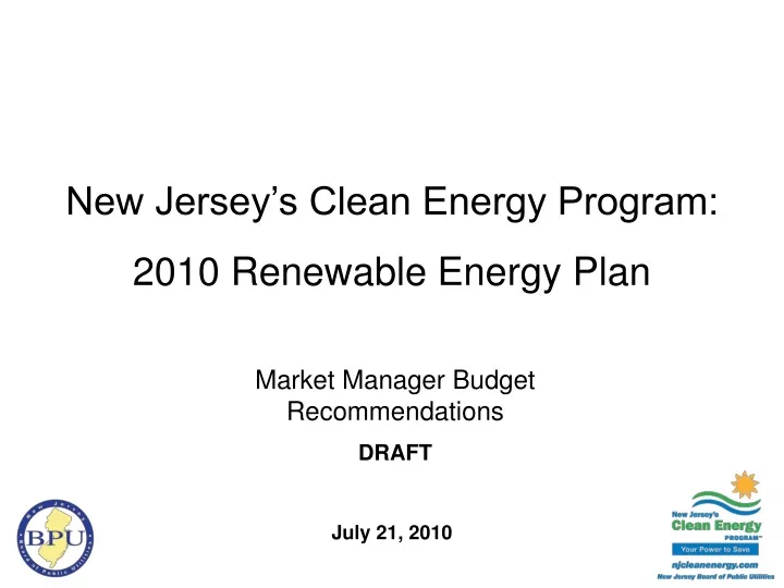 new jersey s clean energy program 2010 renewable